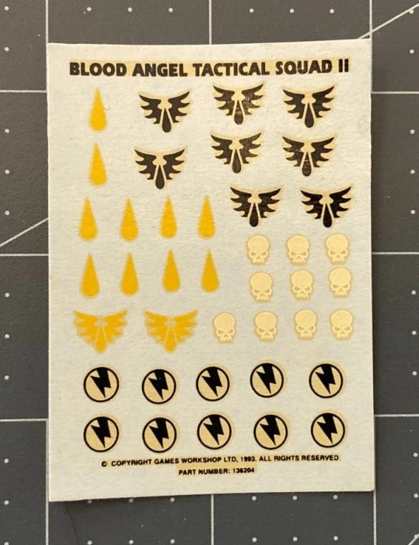 Vintage Warhammer 40K BLOOD ANGELS TACTICAL SQUAD II TRANSFER citadel 1996 AZ25 - Image 1 of 1