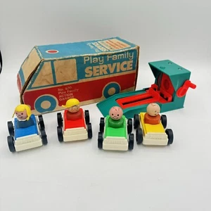 Vtg Fisher Price Little People 930 Parking Garage Cardboard Service Van Complete - Picture 1 of 15