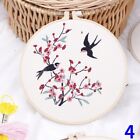 Unfinished DIY Material Cross Stitch Kits Pre Printed Floral Pattern with Hoop
