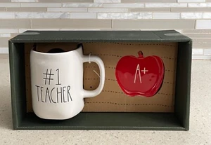 Neu Rae Dunn #1 Lehrer matt weiß 19,5 Unzen Keramiktasse Wertschätzung Geschenkset - Bild 1 von 5