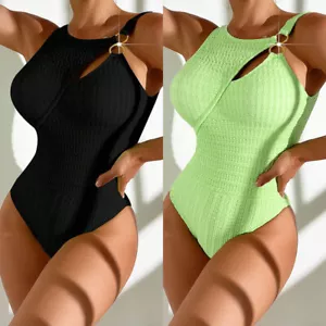 2025 Sexy Women Bikini Solid One Piece Summer Swimwear Swimsuit Beachwear Suits - Picture 1 of 8