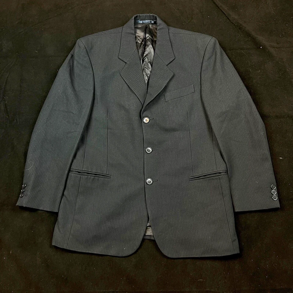 Daniel Hechter Traje Chaqueta Hombre Grande 50 Lana Negro Rayas Sólido Casual... - Imagen 1 de 4