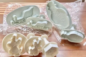 Lote de 7 CORTADORES DE FONDANT TRINEO DE RENOS Y PAPÁ Noel de Navidad para decoración de pasteles - Imagen 1 de 1