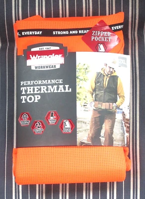 NWT Men's Wrangler Performance Thermal Safety Orange Top Various Sizes - Image 1 of 2