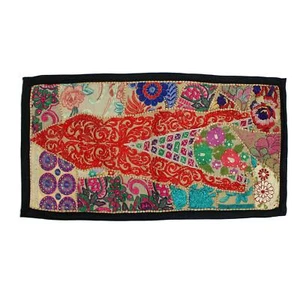 Vintage Embroidered Patchwork Design Gypsy Bohemian Tapestry Wall Hanging - Picture 1 of 4