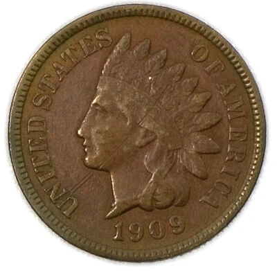 1909-S San Francisco Indian Head Cent 1c Very Fine VF+ - Near XF SCRATCHED - Image 1 of 3