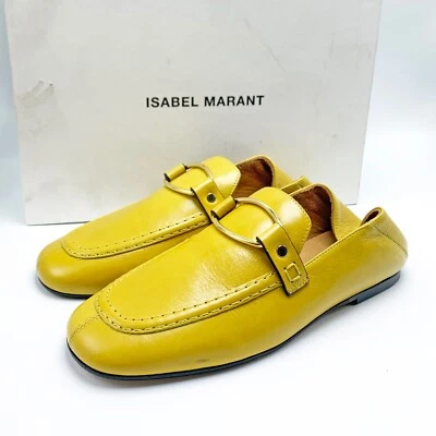 $555 Isabel Marant Ferlyn Convertible Cuero Mocasines Sin Cordones Planos Azafrán 37 Foto 1 de 4
