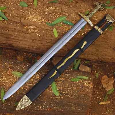 Medieval European Functional Viking Sword | Hand Forged Damascus Steel Full Tang - Image 1 of 4