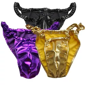 Männer Sexy Bikini Slips Wetlook Gummi Briefs Höschen Strings Tanga Unterhosen - Bild 1 von 11