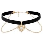 Black Velvet Choker Heart Layered Necklace For Women Girls Jewelry