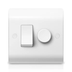 Dimmer and Rocker Wall Light Switch Combo 2 Gang 2 Way Switch Trailing Edge - Picture 1 of 5
