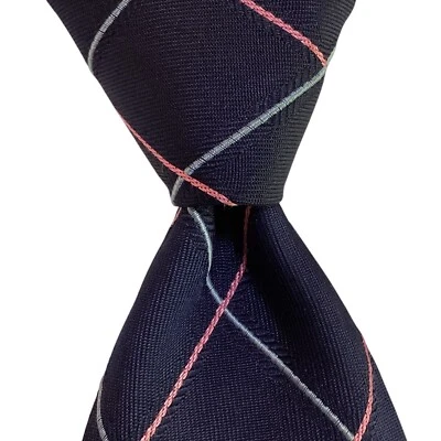 Corbata de hombre THOMAS PINK 100 % seda XL 61" MARRUECOS diseñador a cuadros azul/rosa usada en excelente estado Foto 1 de 3