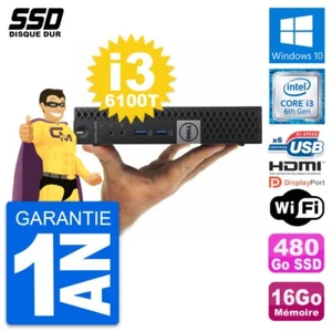 Mini PC DELL 3040 Micro Intel i3-6100T RAM 16Go SSD 480Go HDMI Windows 10 Wifi - Bild 1 von 8