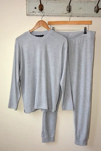 EX F&F LIGHT GREY SOFT KNIT TOP & RIBBED TRS LOUNGEWEAR SET SIZE8-10-12-14-16-18 - Picture 1 of 10