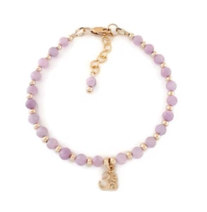 Pink - Lilac Kunzite & 14k Gold Filled OR Sterling Silver Bracelet w Ohm Charm - Picture 1 of 5