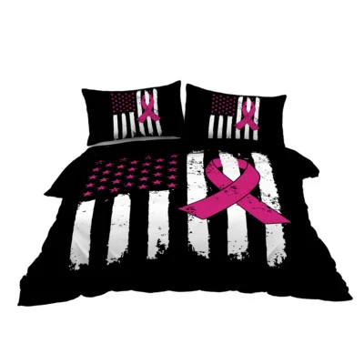 3Pcs American Red Ribbon Duvet Cover Set Bedding Set With Pillowcase King Size  - Image 1 of 4