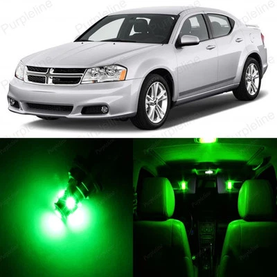 9 x Green LED Interior Light Package Kit For Dodge Avenger 2008 - 2014 + TOOL - Image 1 of 4