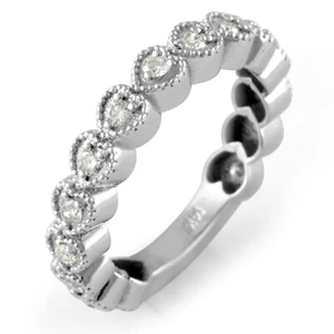 Anillo de eternidad corazón boda nupcial G VS2 0,30 quilates diamante redondo G VS2 PLATINO 950 - Imagen 1 de 2