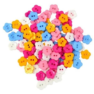 100Pcs Mixed Color 2 Holes Resin Flower Button for Sewing Scrapbook Craft DIY - Picture 1 of 6