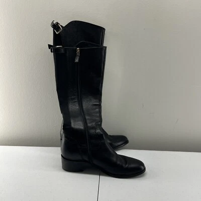 LK Bennett Boots Womens 38 (US Approx 7.5) Black Tall Zip Stretch Panel Riding - Image 1 of 4