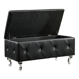 Christies Home Living Crystal Tufted Storage Bench (Black) - Picture 1 of 5