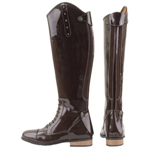 Ladies Long Horse Riding Boots Diamante Patent Dress Jumping Competition Shoes - Picture 1 of 1