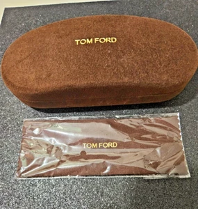 TOM FORD AUTHENTIC VELVET HARD BROWN CHAMSHELL CLOTH CASE EYEGLASSES NEW - Picture 1 of 2