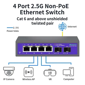 2.5G Ethernet Switch 4 Port 2500Mbps 2Gbps Network Switcher w/ 2 Port 10G SFP+ - Picture 1 of 5