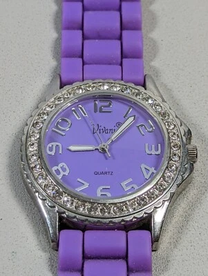 Reloj Vivani con correa de silicona púrpura con esfera púrpura con detalles de cristal Foto 1 de 4