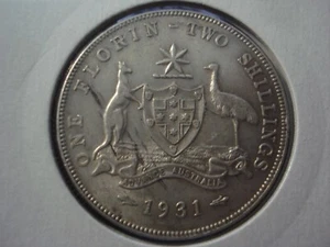 Australian 1931 Florin 8 Pearls High Grade EF Sterling Silver (FH01) - Picture 1 of 2