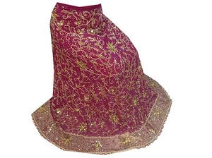 Om Vintage Indian Wedding Hand Beaded Magenta Lehenga Blouse Fabric LP79 - Picture 1 of 12