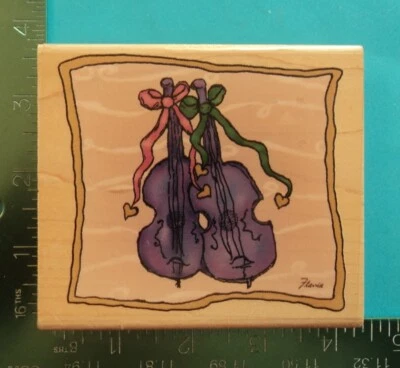PAIR OF VIOLINS WITH BOWS Rubber Stamp by Inkadinkado  Music Instrument - Image 1 of 2
