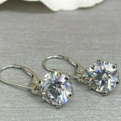 5.00 Ct White Treated Diamond Solitaire Earrings Color F Clarity VVS1 Certified - Image 1 of 4