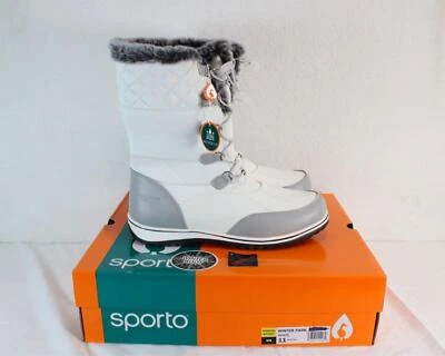 Sporto Winter Park White Faux Fur 3M Thinsulate Womens Boots Size 11 NEW - Image 1 of 4