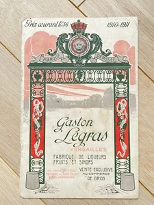 Ancienne couverture de catalogue Gaston Legras - Fabrique Liqueur Alcool 1910 - Bild 1 von 2