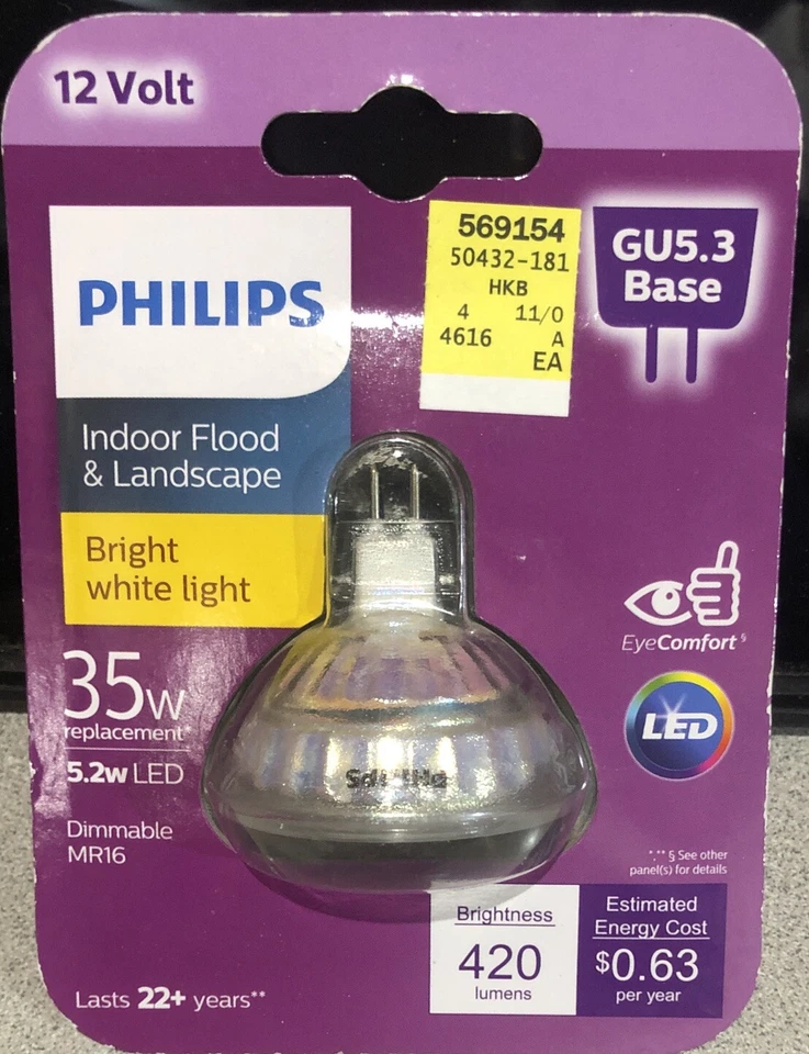 Philips LED 12V Indoor Flood Landscape 5.2W GU5.3 Bulbs - Image 1 of 1