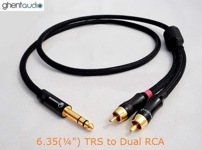 C01 (1m 3ft) --- 6.35mm Jack (1/4') TRS(male) to Dual(2) RCA/Phono(m) 4N-OFC - Image 1 of 3