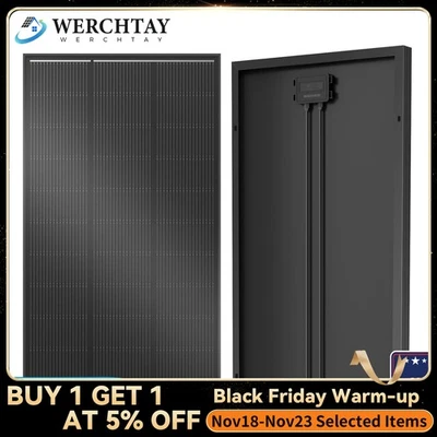 200W Black Solar Panel 12V Solar Battery Home PV Off-Grid Boat Power Charger - Image 1 of 4