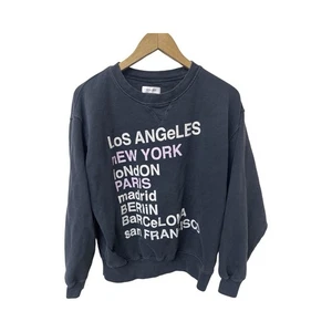 ANINE BING Women’s Sweatshirt City Love Vintage Washed Look Size Large - Picture 1 of 6