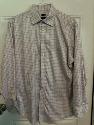 Jos.A.Bank Mens Tailored Fit Lavender Check Long Sleeve Button Up Shirt  17-35 - Image 1 of 4