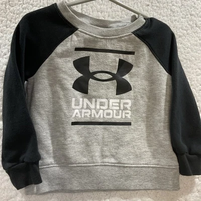 Under Armour 24 months gray and black pullover sweatshirt logo on front - Image 1 of 4