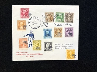 DC WASHINGTON JAN 1 1932 FDC #704-15 COMPLETE AEROPRINT CACHET - Image 1 of 2