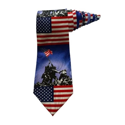 Corbata Steven Harris Iwo Jima Soldiers Bandera América Novedad Poliéster De Colección Foto 1 de 4