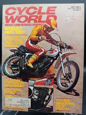 CYCLE WORLD OCT 75 Yam TT500C Ossa 250 Super Pioneer Ontario Motor Speedway Ad - Image 1 of 4