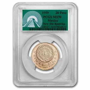 1959 Mexico Gold 20 Pesos MS-70 PCGS (New Die Restrike) - Picture 1 of 3