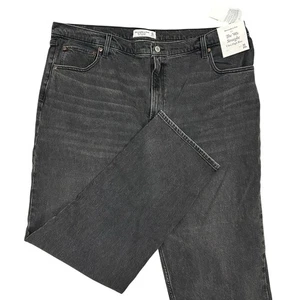 Abercrombie Fitch The 90s Straight Ultra High Rise Jeans Womens 35/20R Black New - Picture 1 of 9