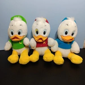RARO set peluche vintage Walt Disney Duck Tales Huey Dewey e Louie 9" - Foto 1 di 9