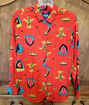 Levi's докеры рубашка женщин Sz маленький красный неоновые королей Royal Crown верхний винтажный 80-х - Изображение 1 из 4