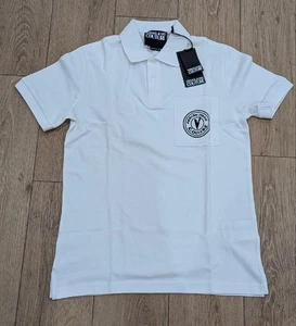 $ 175 Versace Jeans Couture Herren-Poloshirt mit Logo-Stickerei weiß Small - Bild 1 von 6