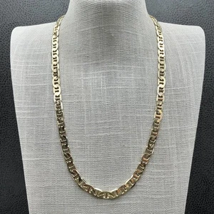Goldfarbene flache Mariner Gliederkette Halskette 22 Zoll Karabinerverschluss Modeschmuck - Bild 1 von 9